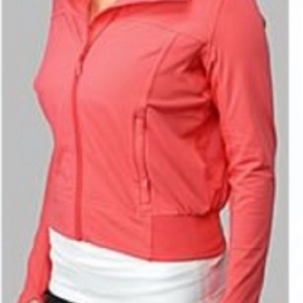 Lululemon coral full zipper long sleeve jacket Tadasana yoga athletic zip pocket